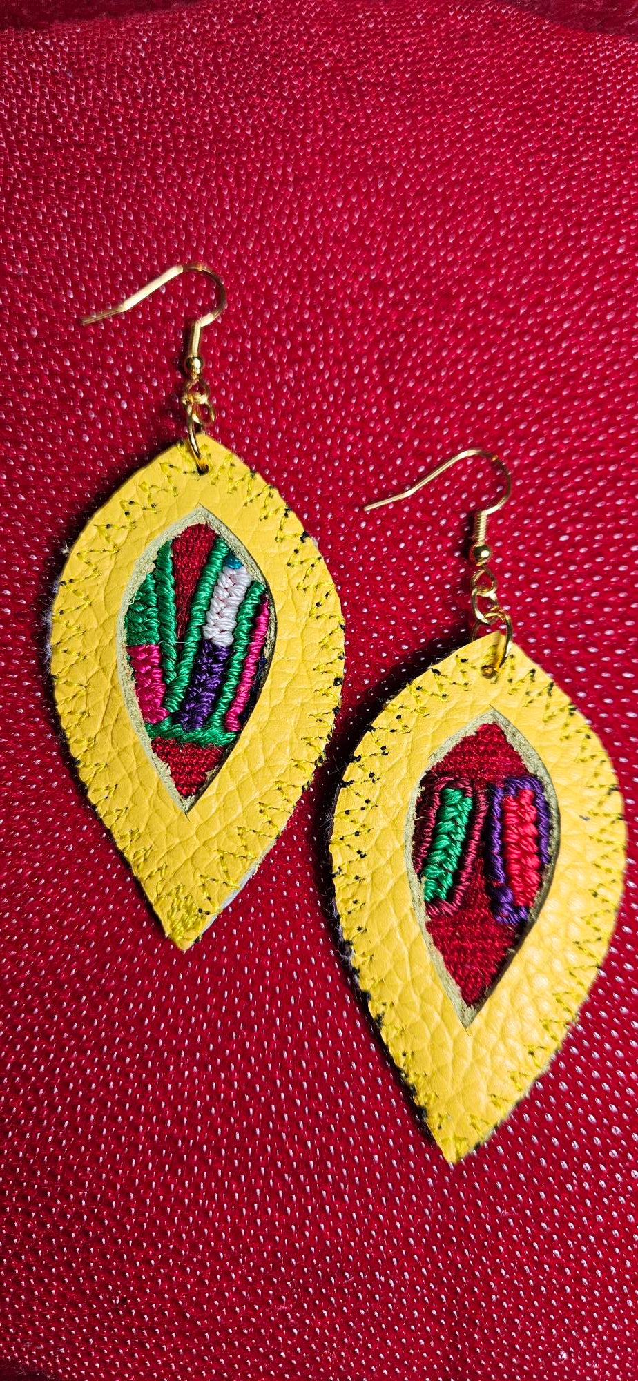 Yellow Leather Earrings