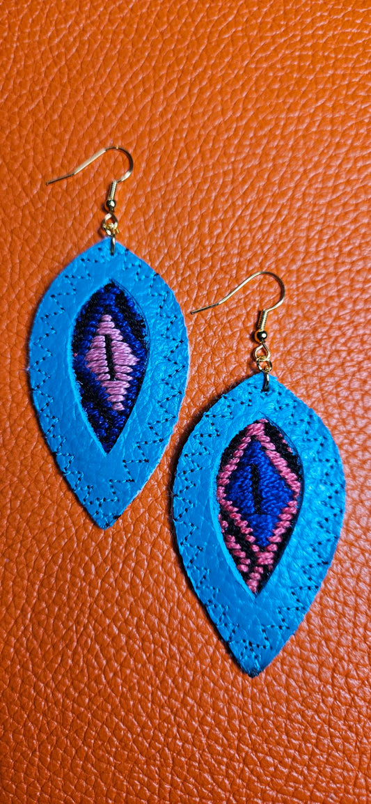 Turquoise Leather Earrings