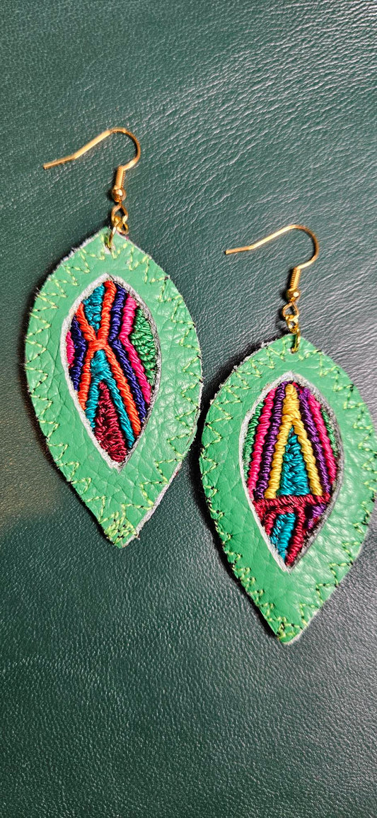 Green Leather Earrings