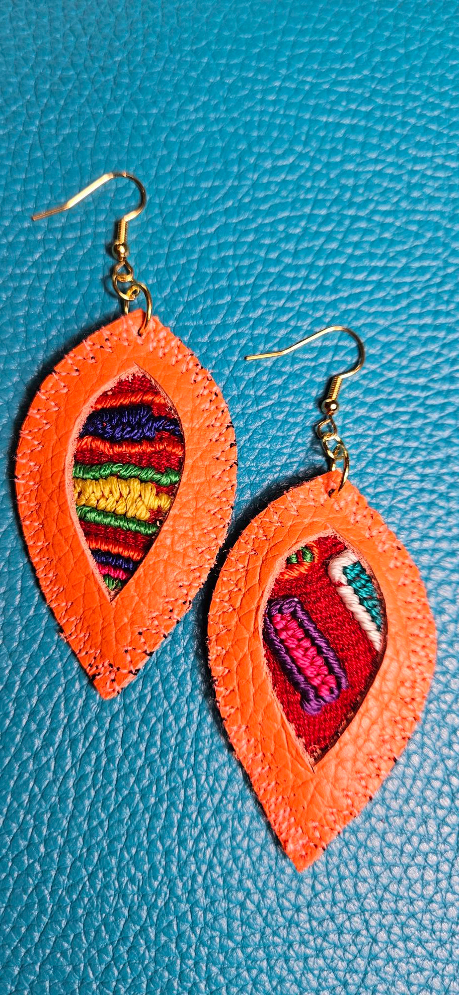 Orange Leather Earrings