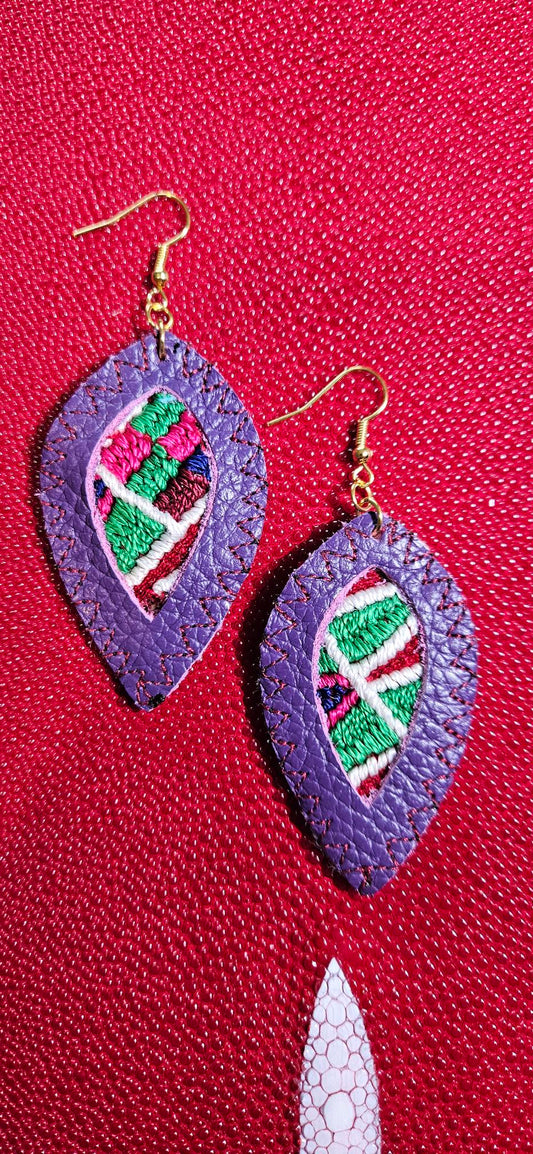 Purple Leather Earrings