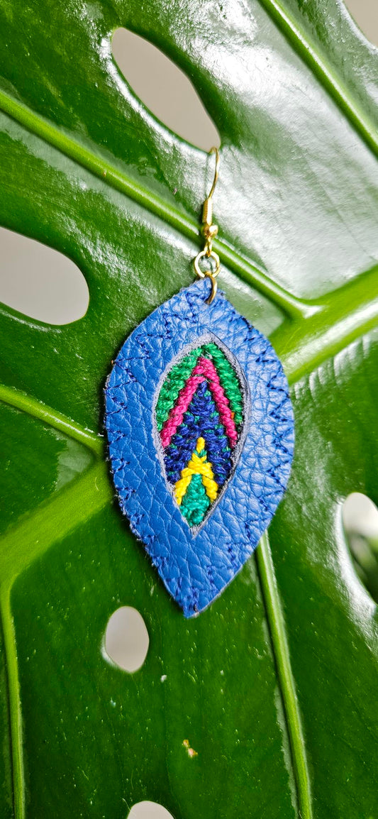 Blue Leather Earrings