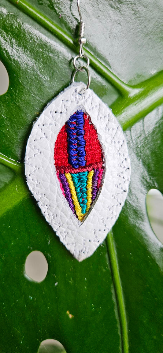 White Leather Earrings