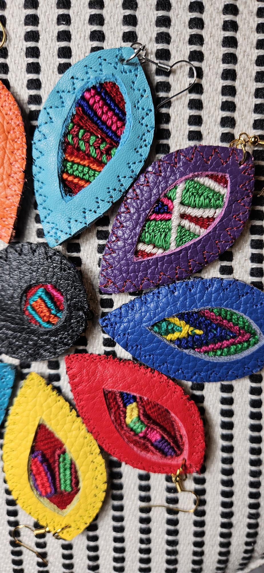 Green Leather Earrings