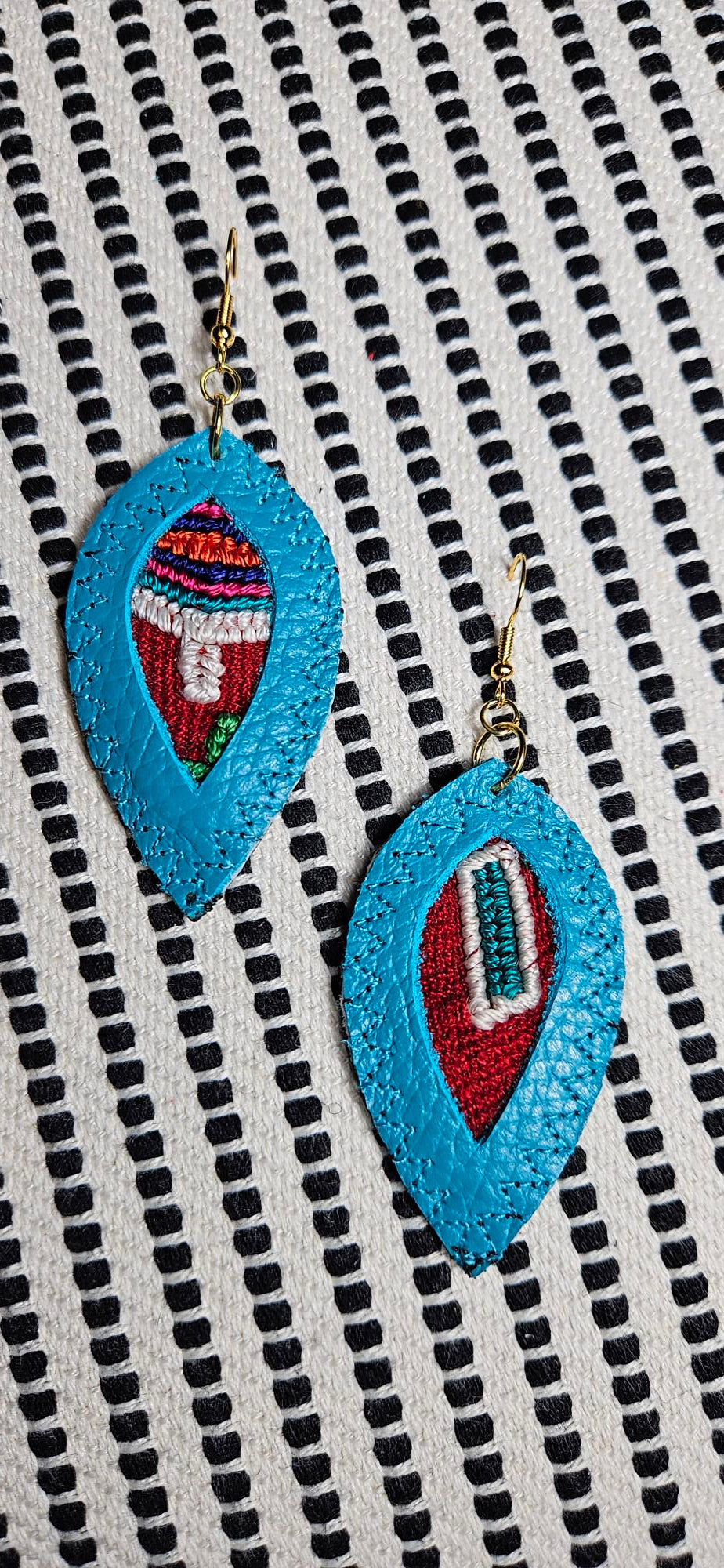 Turquoise Leather Earrings