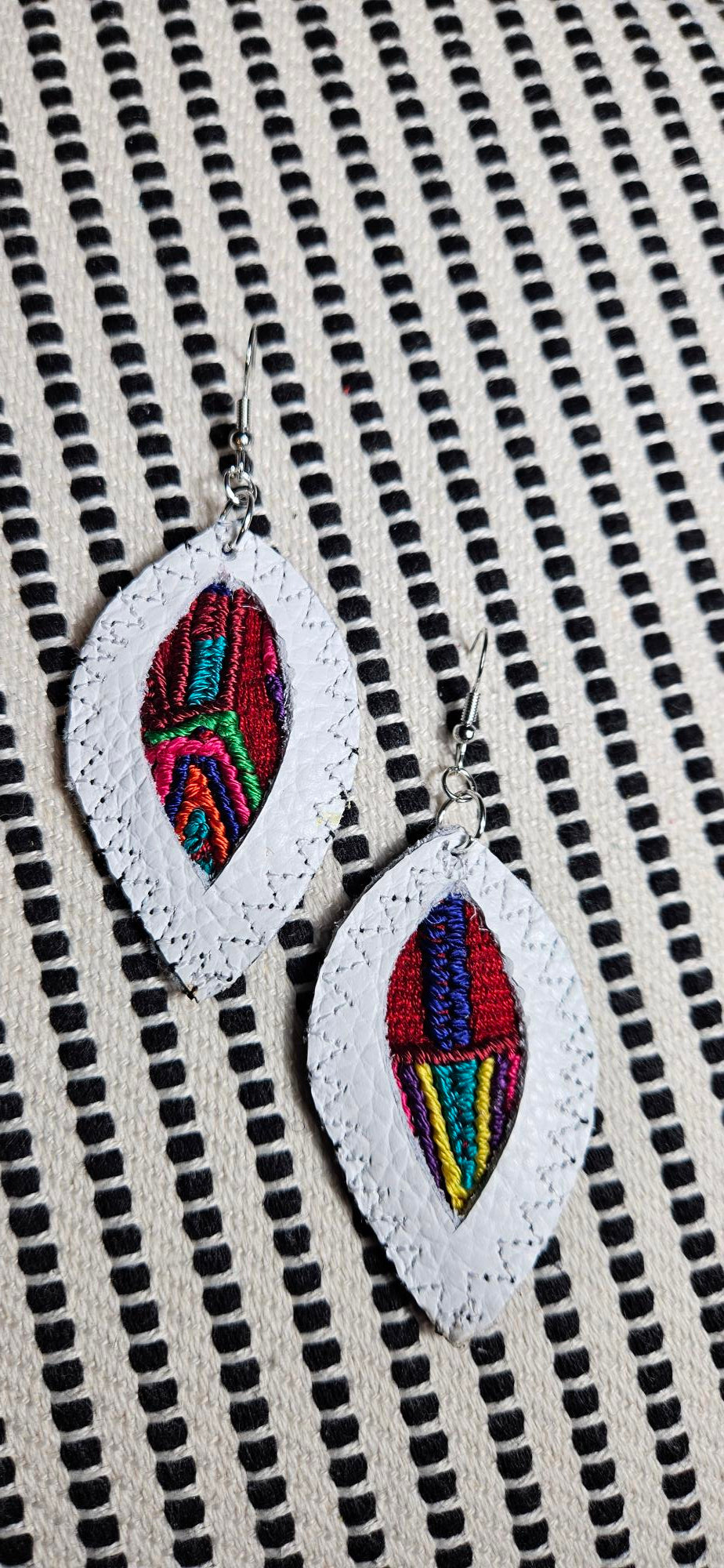 White Leather Earrings