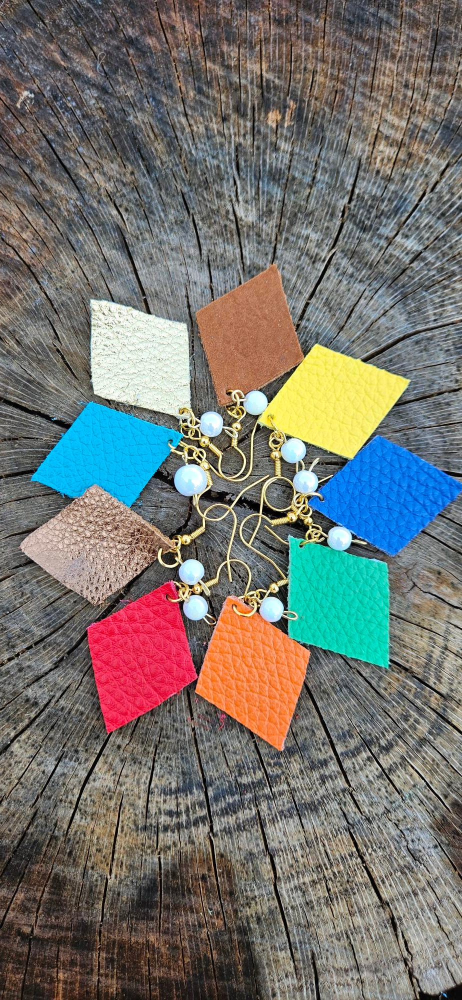 Gold Leather Earrings