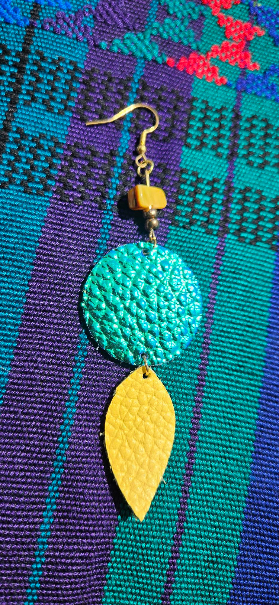 Yellow/Blue/Green Leather Earrings