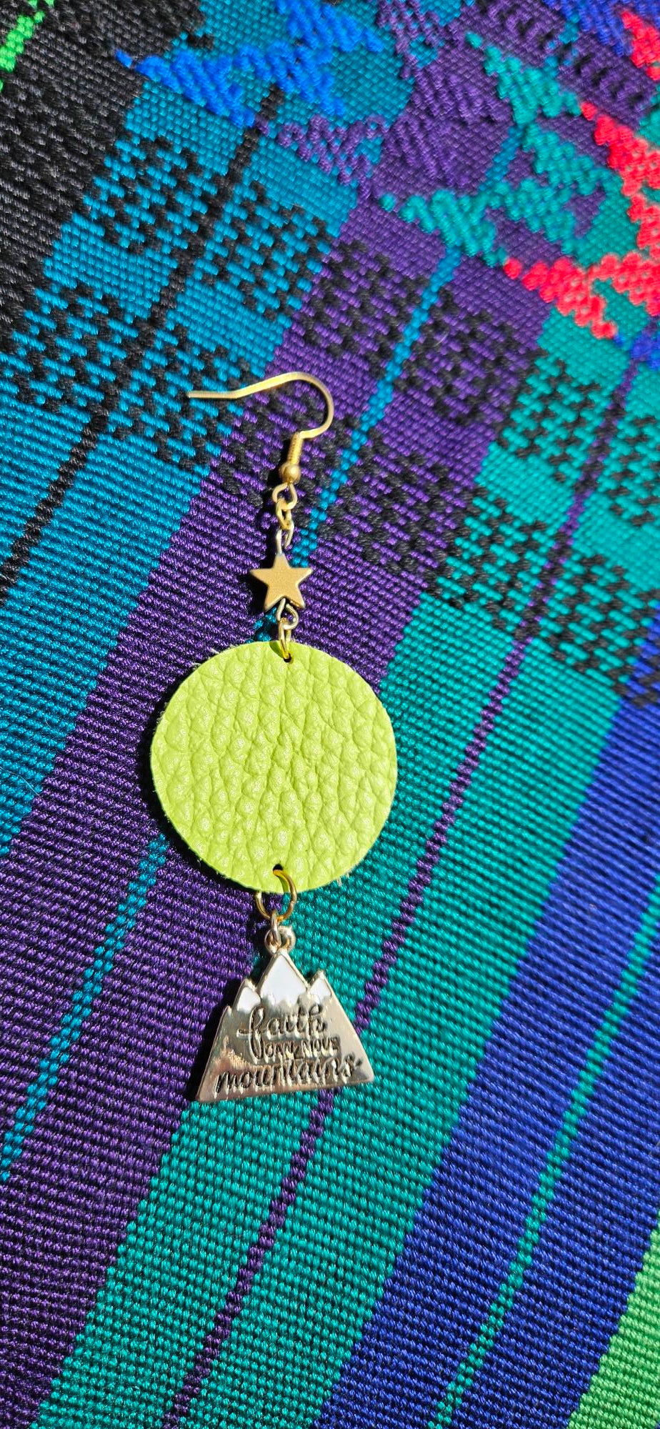 Lime Green Leather Earrings - Faith
