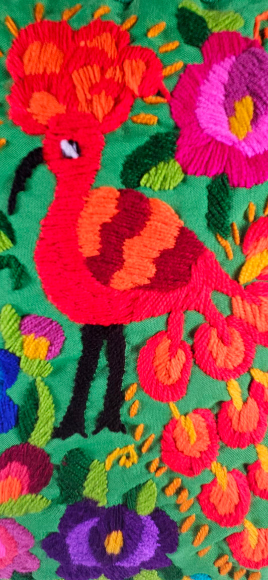 Mayan Embroidered Pillow Cover - Green