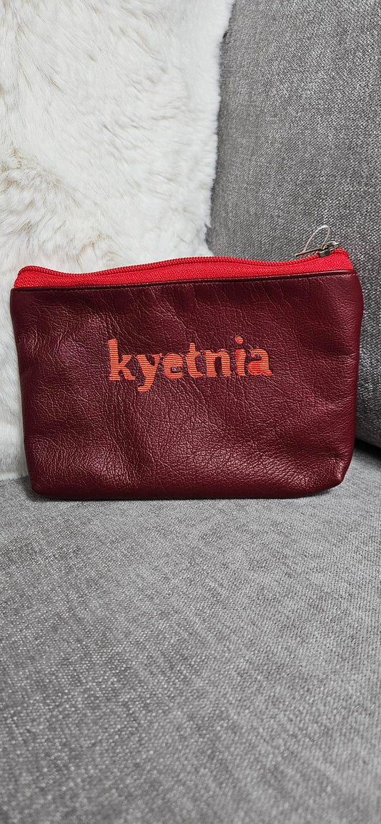 Burgundy Kyetnia Leather Pouch
