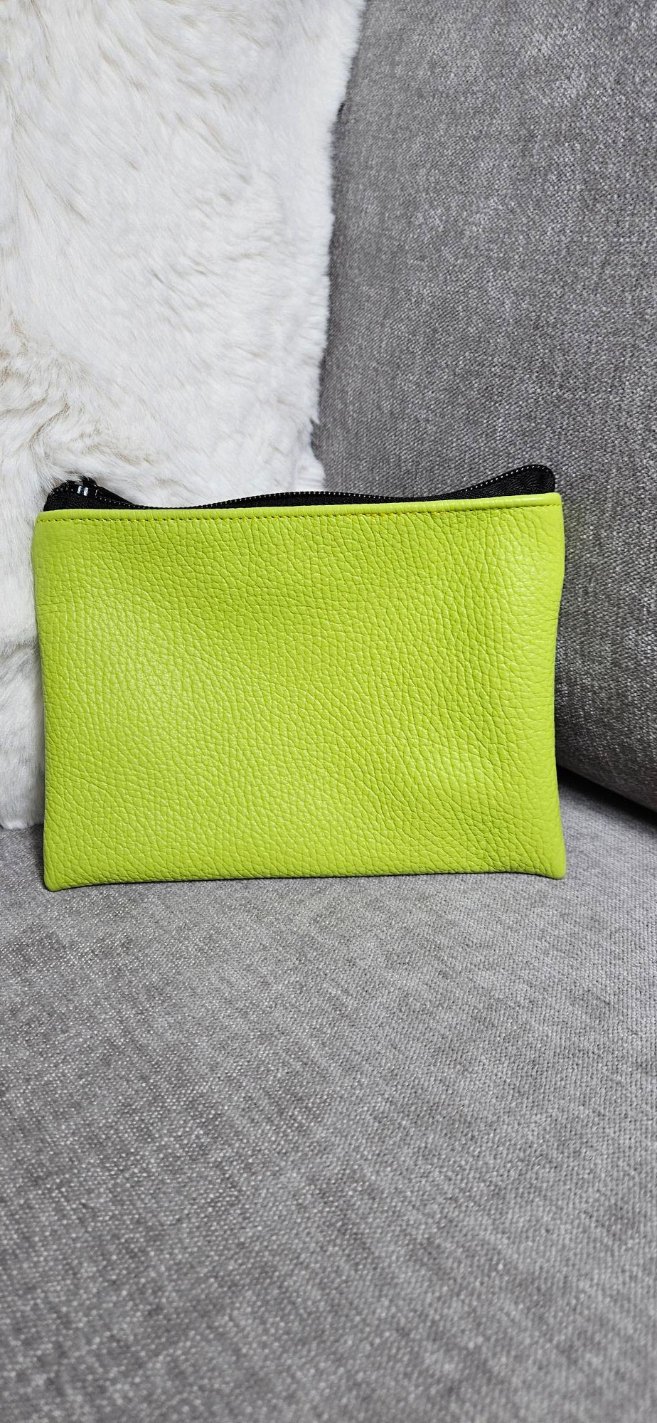 Lime Green Leather Pouch