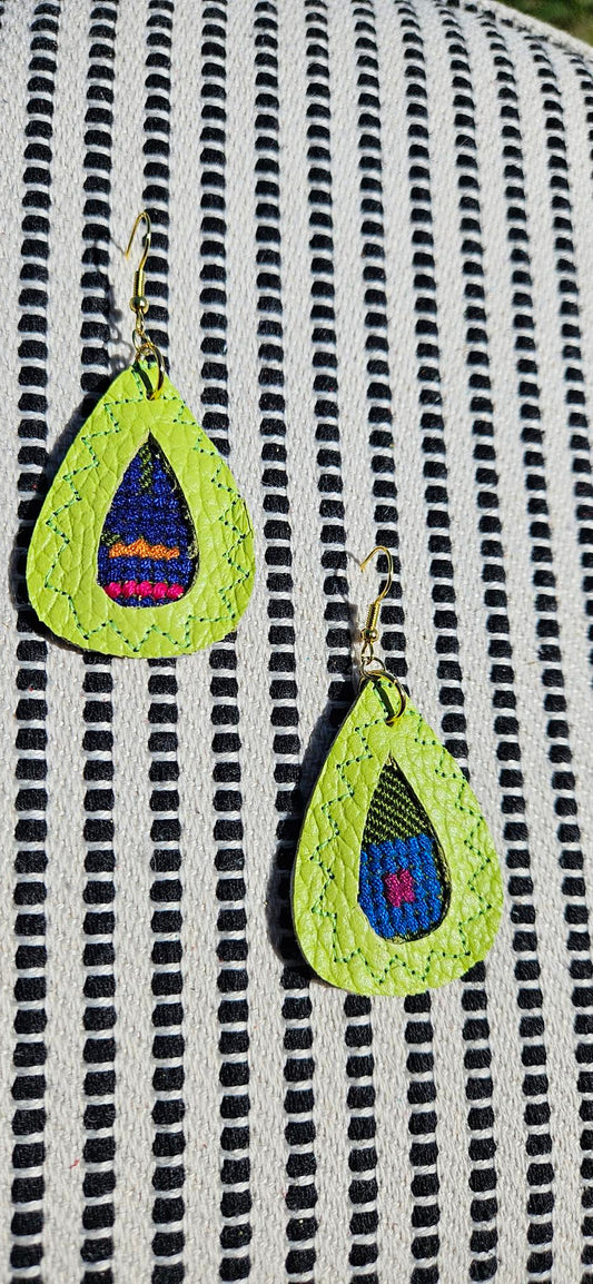Lime Green Leather Earrings