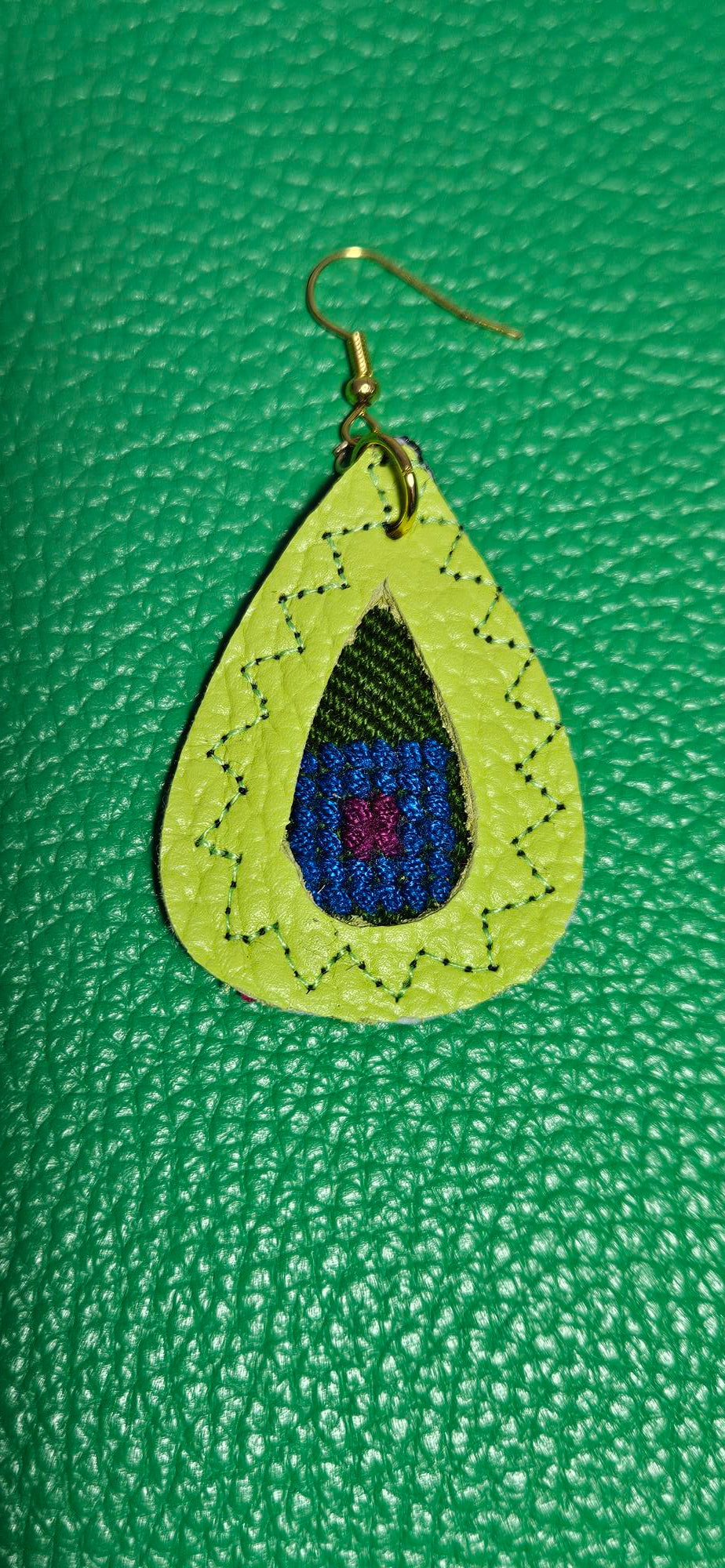 Lime Green Leather Earrings