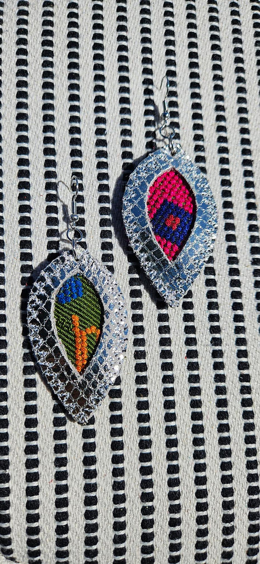 Silver Leather Earrings