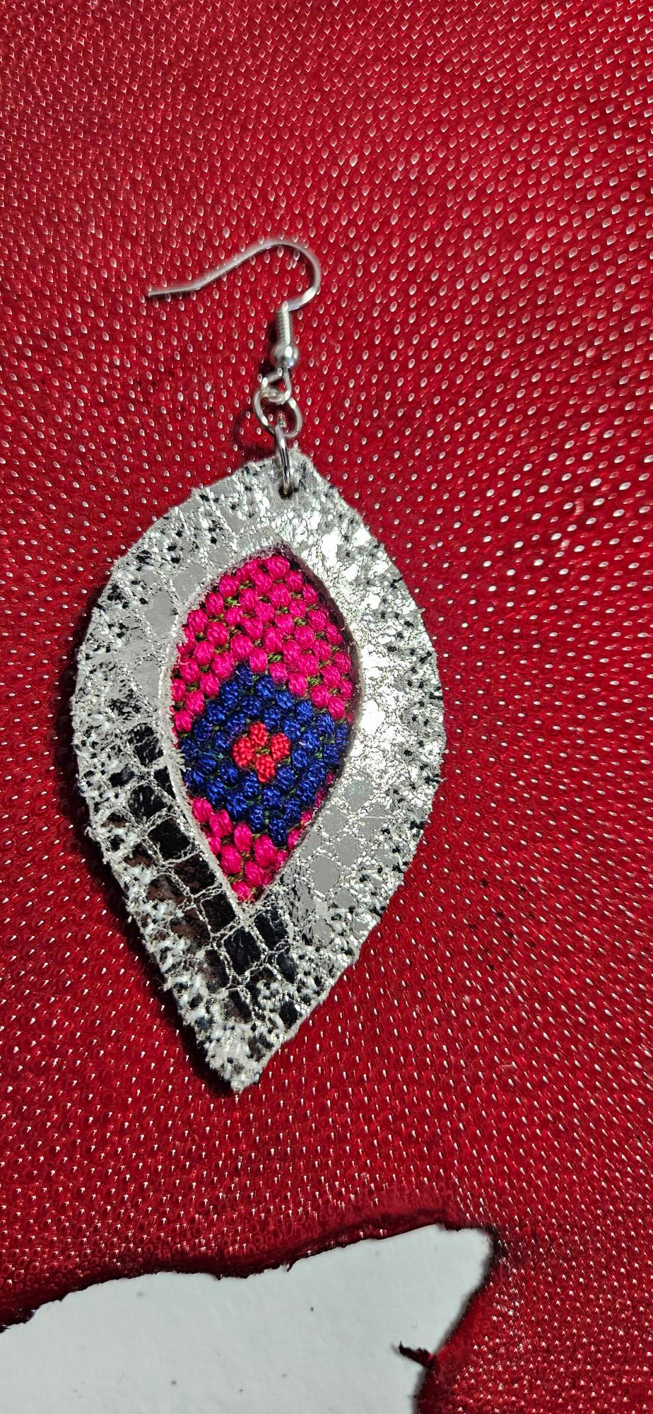 Silver Leather Earrings