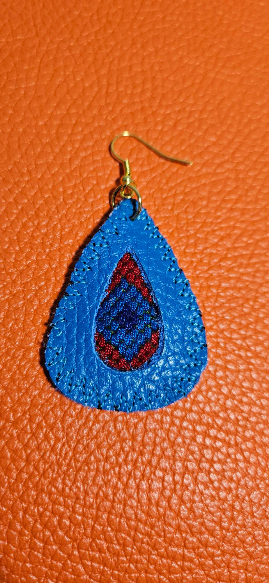 Royal Blue Leather Earrings