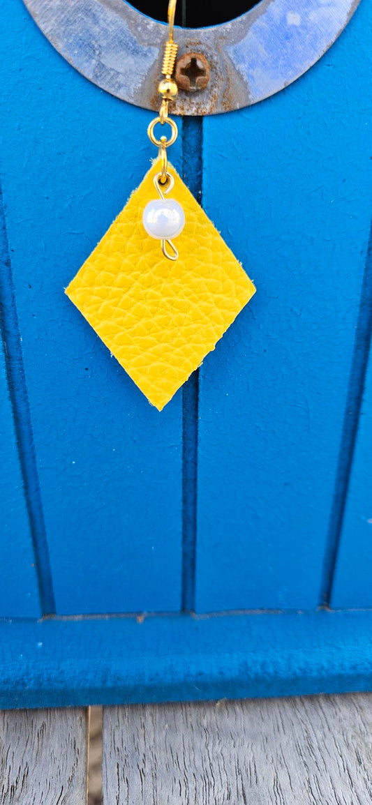 Yellow Leather Earrings