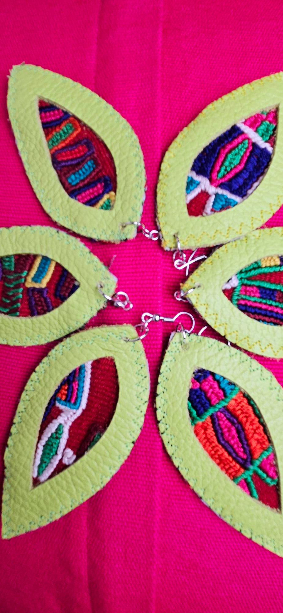 Lime Green Leather Earrings