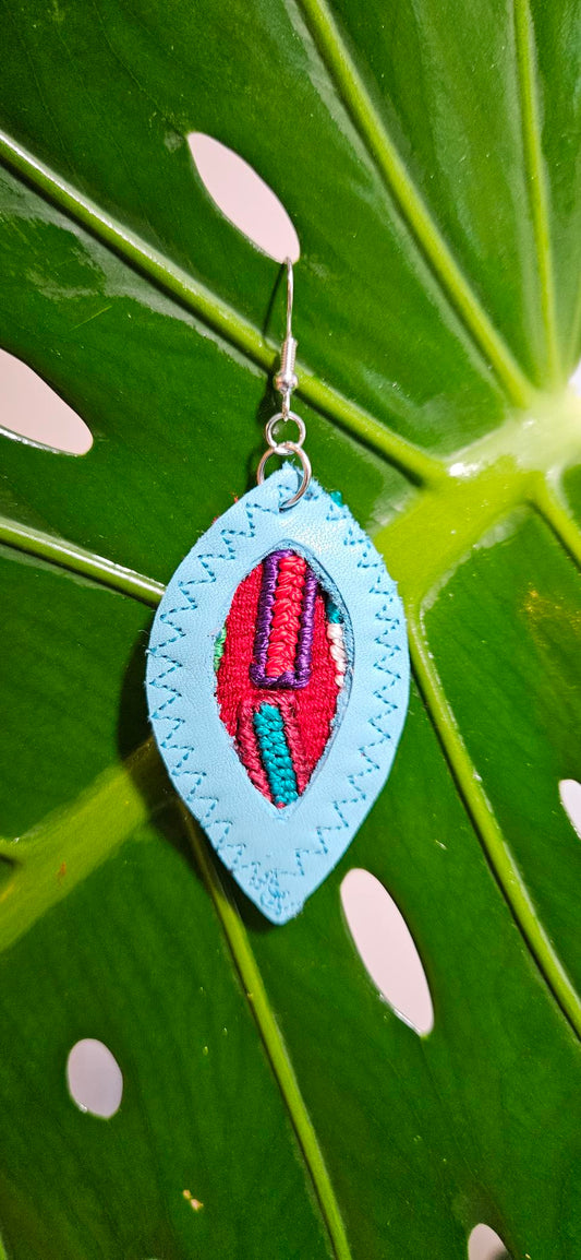 Baby Blue Leather Earrings