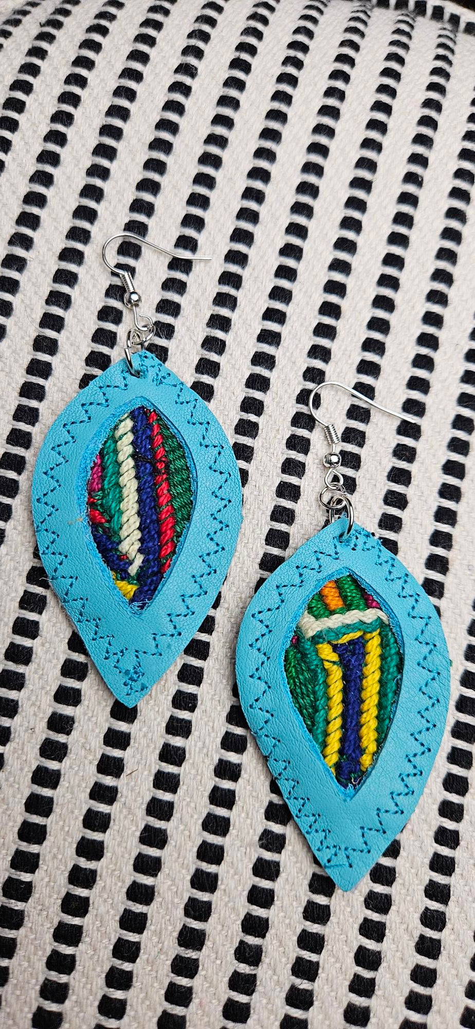 Baby Blue Leather Earrings