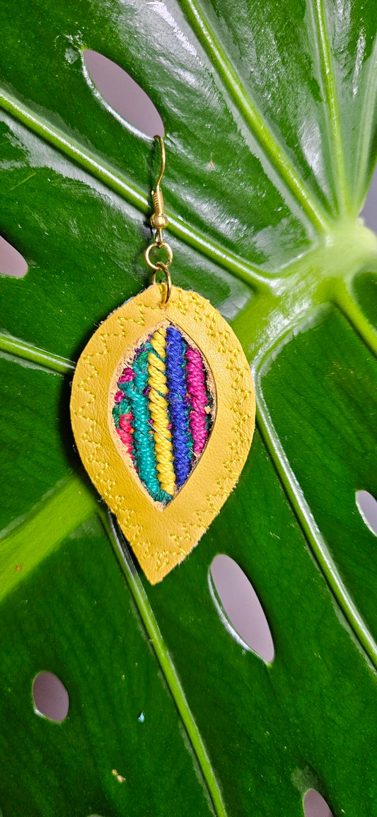 Yellow Leather Earrings