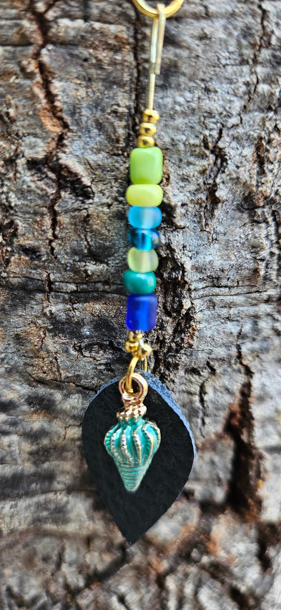 Black/Blue/Green Leather Earrings