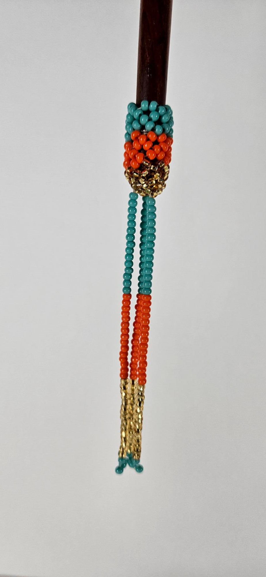 Hair Barrette with Stick - Orange/Turquoise