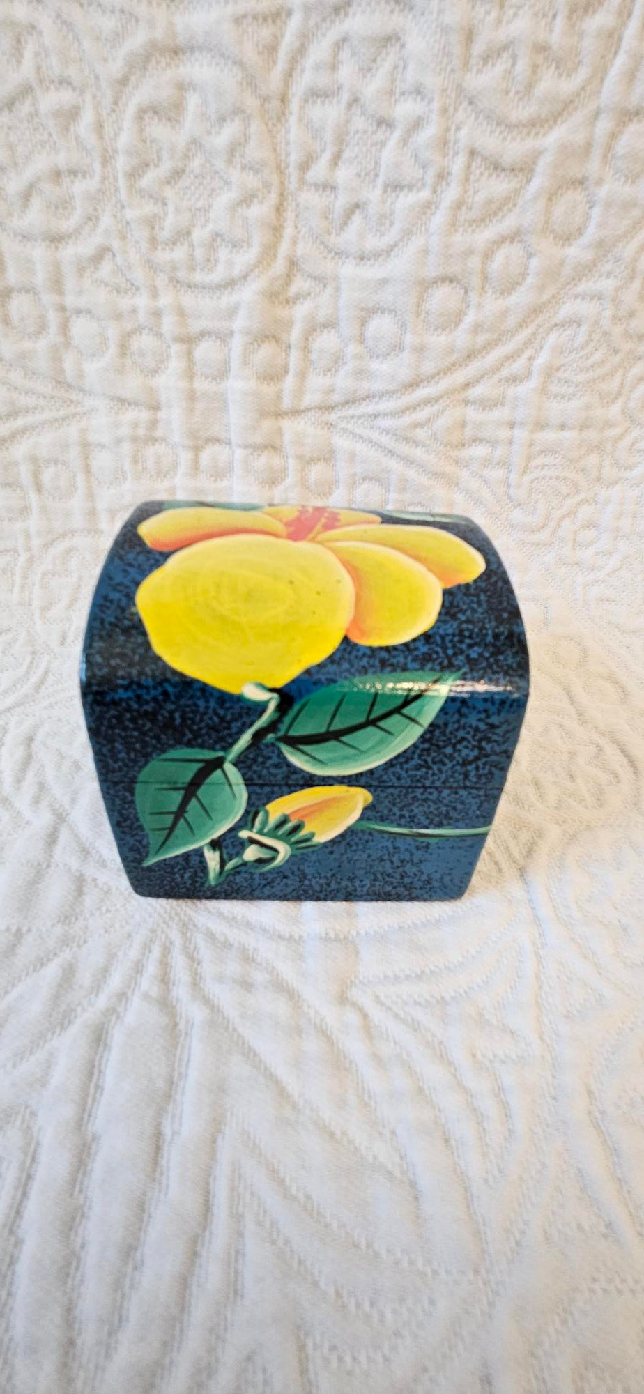 Wood Decorative Box - Blue/Yellow