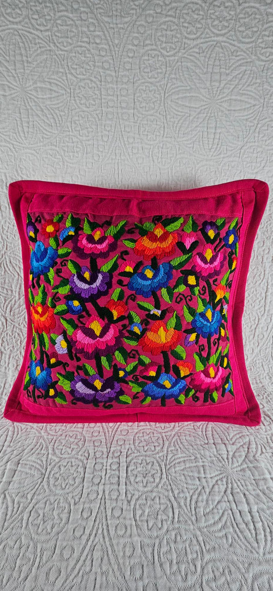 Mayan Embroidered Pillow Cover - Pink