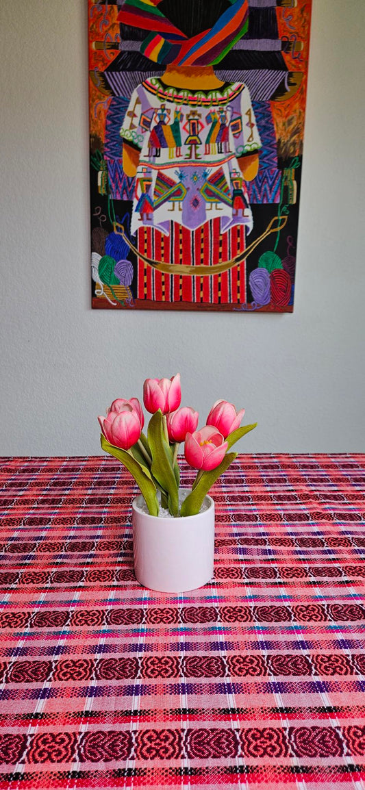 Multicolor Large Table Cover - Red/Pink