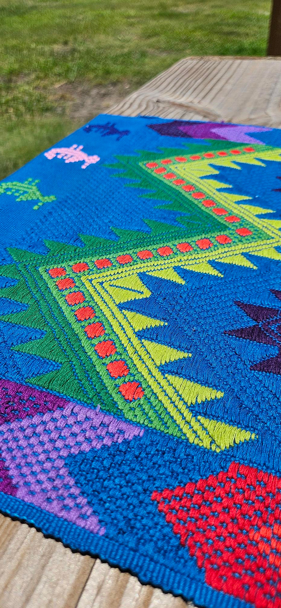 Mayan Table Runner - Bright Blue