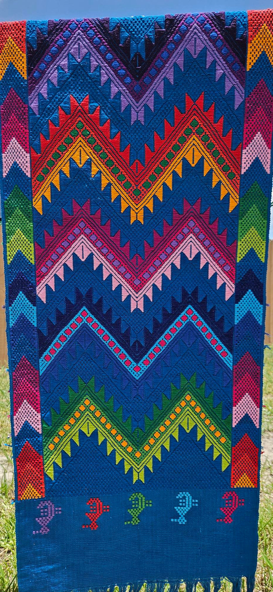 Mayan Table Runner - Bright Blue