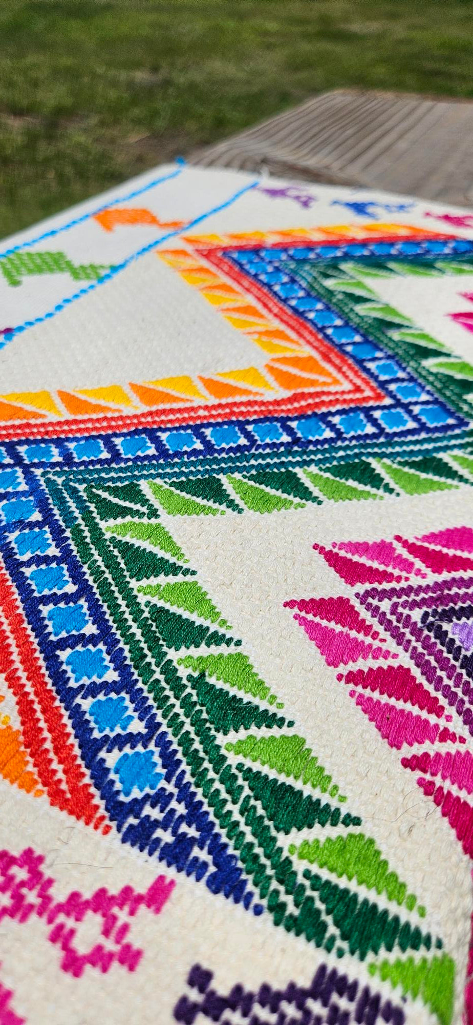 Mayan Table Runner - White