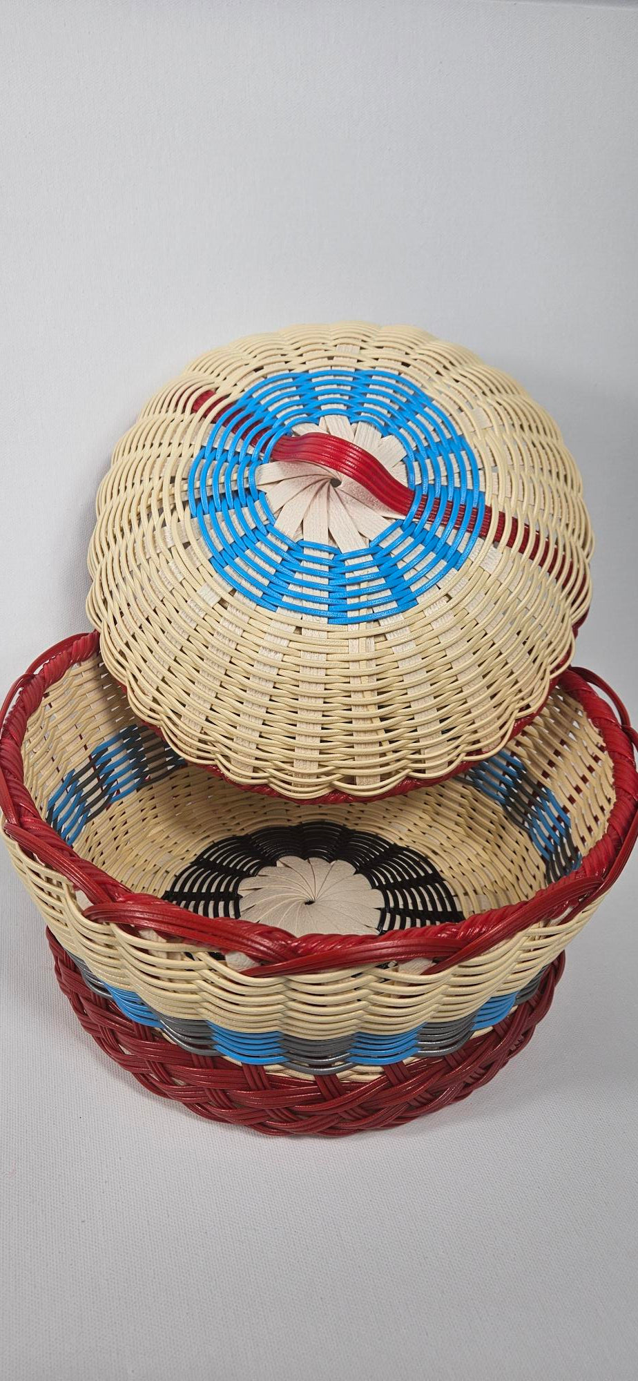 Mayan Basket -Red/Light Blue