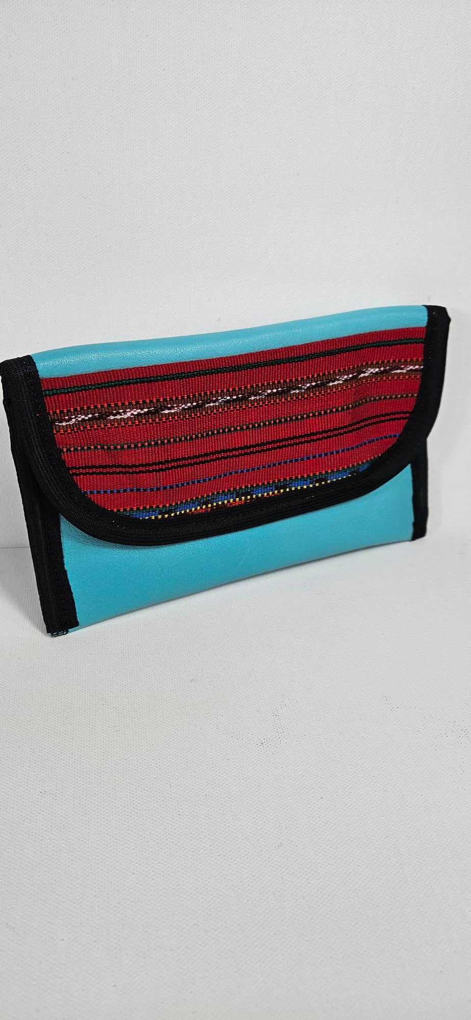 Leather Pouch - Blue/Red