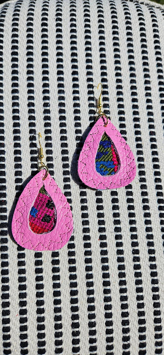 Pink Leather Earrings