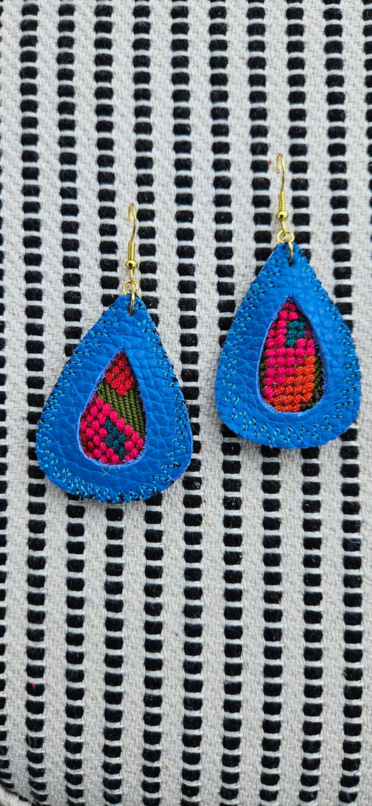 Royal Blue Leather Earrings