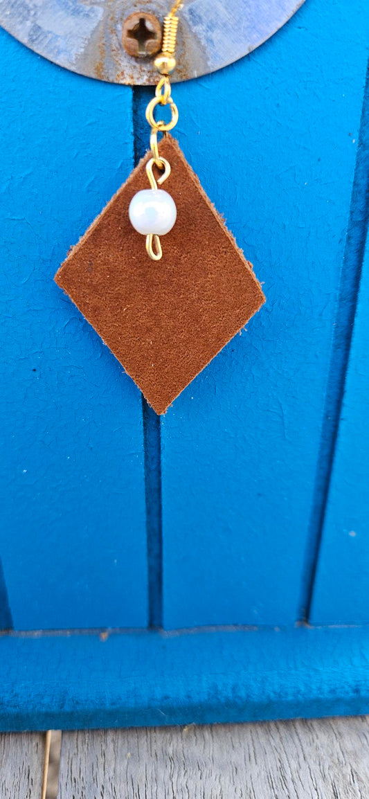 Brown Leather Earrings