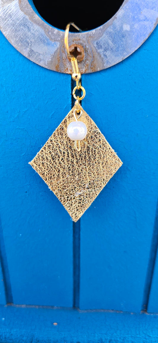 Gold Leather Earrings