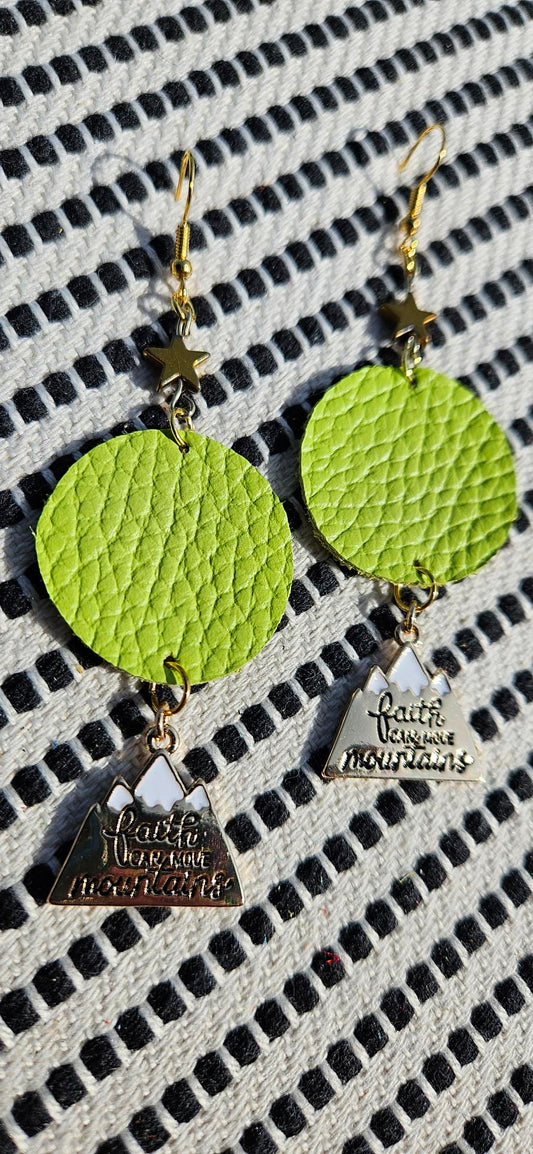 Lime Green Leather Earrings - Faith