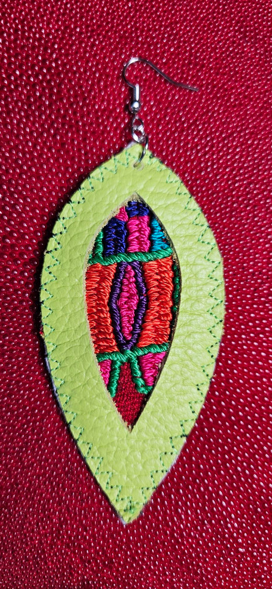 Lime Green Leather Earrings