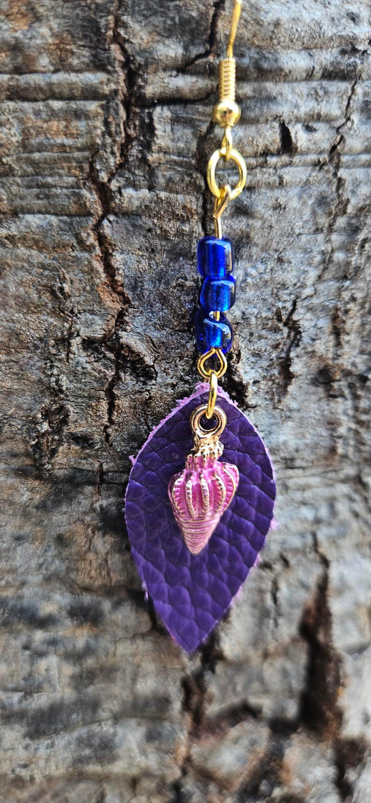 Purple/Pink Leather Earrings