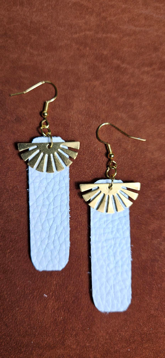 White Leather Earrings